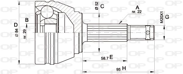 OPEN PARTS Шарнирный комплект, приводной вал CVJ5231.10